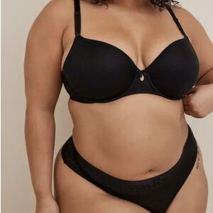 Torrid Set Black Lace Leopard Print Bra 42DDD And Panty Thong 2X Sexy Lingerie